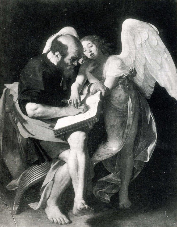 San Matteo e l'angelo, prima versione, Cappella Contarelli
