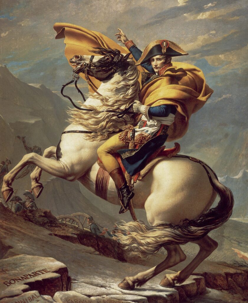 Napoleone Bonaparte valica le Alpi al Gran San Bernardo, Jacques Louis David